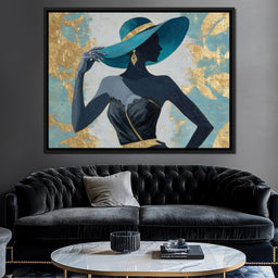 Golden Teal Elegance Lady - NicheCanvas