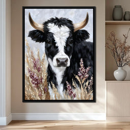 Highland Cow Meadow Portrait - NicheCanvas