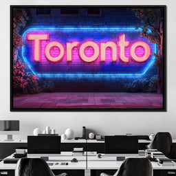 Toronto Neon Nightscape - NicheCanvas