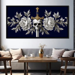 Baroque Skull and Peony Sword - NicheCanvas