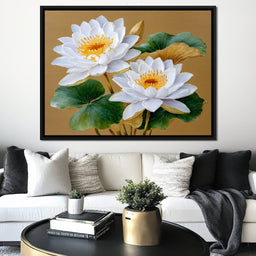 Radiant Lotus Golden Elegance - NicheCanvas