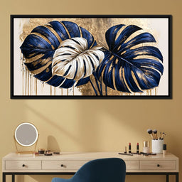 Gilded Monstera Leaves Dancing With Light - NicheCanvas