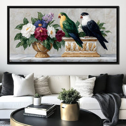 Parrot Companions Floral Grandeur - NicheCanvas
