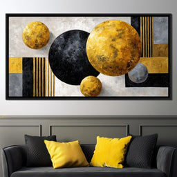 Modern Gold Geometric Orbs - NicheCanvas