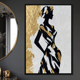 Gold Leaf Fashion Silhouette - NicheCanvas