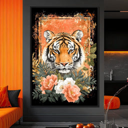 Tiger Majesty Floral Harmony - NicheCanvas