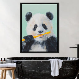 Playful Panda Toothbrush Moment - NicheCanvas