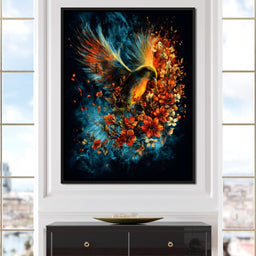 Flaming Phoenix Floral Burst - NicheCanvas