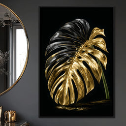 Gilded Leaf Of Dark Night - NicheCanvas