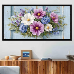 Rustic Pastel Cottage Flowers - NicheCanvas