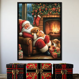 Cozy Christmas Eve With Puppies - NicheCanvas