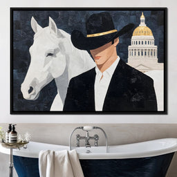 Capitol Cowboy With Noble Steed - NicheCanvas