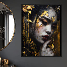 Golden Petal Muse Portrait - NicheCanvas