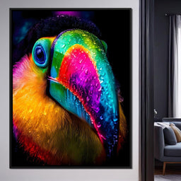 Neon Rainforest Toucan Portrait - NicheCanvas