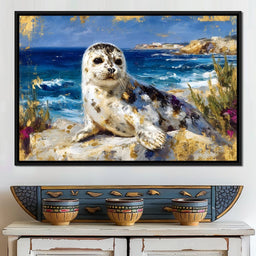 Coastal Seal Gold Brushed Sea - Neal Hackett - NicheCanvas