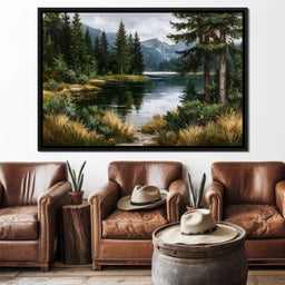 Alpine Pine Lake Reflection - NicheCanvas