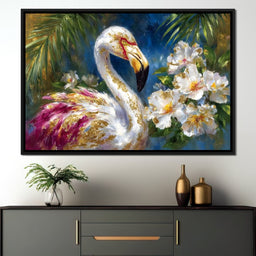 Gilded Flamingo Garden Glow - Neal Hackett - NicheCanvas