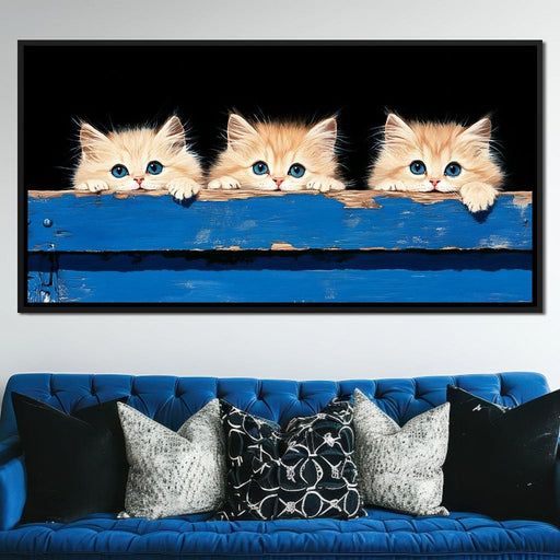 Curious Kitten Trio Peering Charm Canvas Print