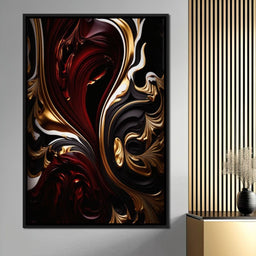 The Marble-Lux Collection: Dark Red & Vibrant Gold 06 - NicheCanvas
