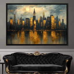 Golden Metropolis Reflection - NicheCanvas