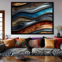 Colorful Wooden Waves 002 - Johanjjf - NicheCanvas