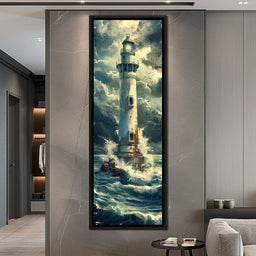 Beacon Amidst Stormy Shores - NicheCanvas