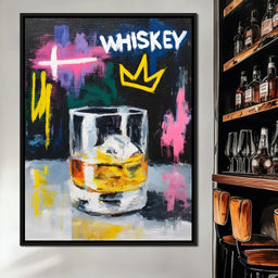 Whiskey Crown Rocks Glass Neon - NicheCanvas