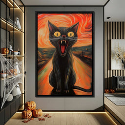 Terrified Black Cat Sunset Swirl - NicheCanvas