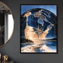 Northern Compass Over Frozen Tundra - NicheCanvas