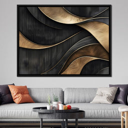 Grey and Gold Wooden Waves 002 - Johanjjf - NicheCanvas