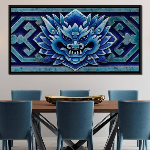 Cerulean Guardian Dragon Face Canvas Print