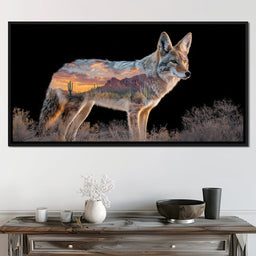Desert Coyote Sunset Vista - NicheCanvas