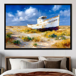 Weathered Coastal Boat Reverie - NicheCanvas