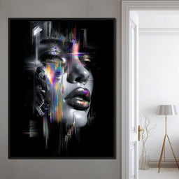 Neon Spectrum Glitch Portrait - NicheCanvas