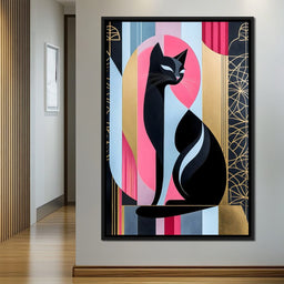 Feline Elegance Geometry Canvas - NicheCanvas