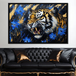 Fierce Tiger in Wild Blooms - Alicia Smith - NicheCanvas