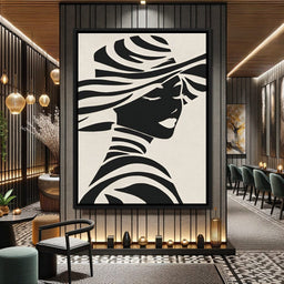 Monochrome Elegance Lady Silhouette - NicheCanvas