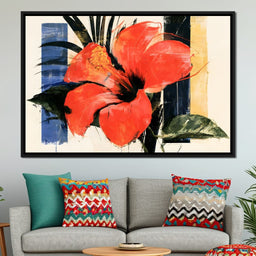 Bold Petals Against Abstract Structures - NicheCanvas