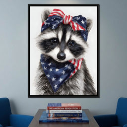 Patriotic Raccoon Portrait - NicheCanvas