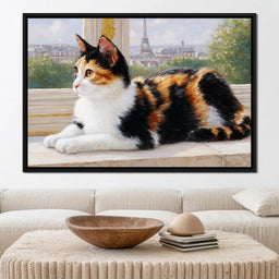 Dreamy Feline Parisian View - NicheCanvas