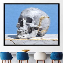 Kintsugi Skull on Marble Stilllife - NicheCanvas
