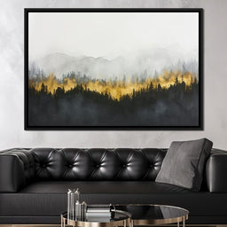 Radiant Mist Over Pine Peaks - NicheCanvas