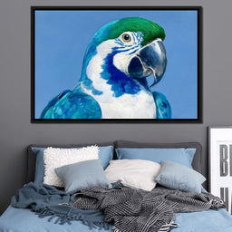 Majestic Cyan Parrot Portrait - NicheCanvas