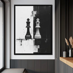 Strategic Chess Duel in Monochrome - NicheCanvas