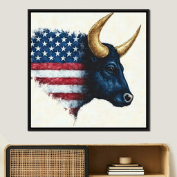 Patriotic Majestic Bull Symbol - NicheCanvas