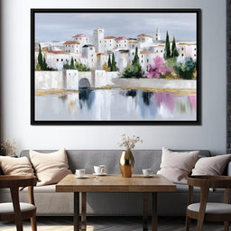 Mediterranean Village Reflection - NicheCanvas
