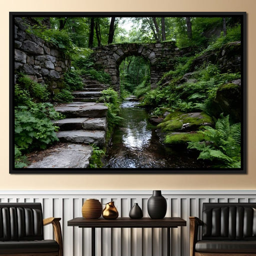Forest Stone Archway Pathway Canvas Print