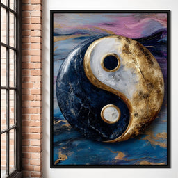 Golden Yin Yang Balance Flow - NicheCanvas