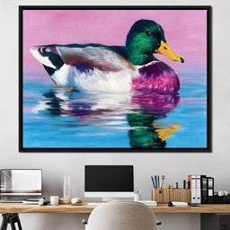 Vivid Mallard Duck Reflections - NicheCanvas