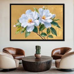 Golden Gardenia Duet Blooming - NicheCanvas